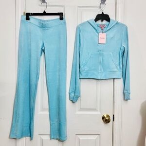 Juicy Couture OG Velour Tracksuit Set ~ Crystal Blue